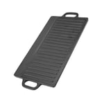 Non-Stick Cast Iron Grill Griddle Pan Ridged And Flat Double Sided Baking SG