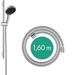 hansgrohe Rainfinity - Set de douche, Ensemble de douche avec douchette, barre de douche 65cm, flexible de douche textile Designflex 160cm et support, Pommeau de douche avec 3 types de jet, Chromé