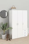 Dmora Armoire penderie 3 Portes battantes et 3 tiroirs-Blanc-115 x 49 x H 175 cm, Laminé Blanc