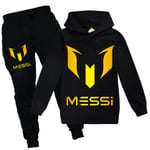 Barn Messi Vår Höst Träningsoverall Set Hoodie Sweatshirt T-shirt + sportbyxor Black 130cm