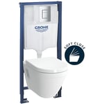 Pack WC Rapid SL + cuvette VITRA S50 avec bride + abattant softclose + Plaque de commande Skate Chrome (GROHE-S50softclose)