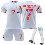 Qatar VM 2022 Belgien De Bruyne #7 tröja fotboll herr T-shirts set barn ungdom-WELLNGS Kids 26(140-150cm)