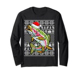 Ugly Xmas Lighting Santa Hat Rainbow Trout Fish Christmas Long Sleeve T-Shirt