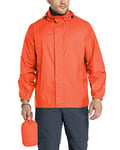 33,000ft Men's Lightweight Waterproof Outdoor Jackets Windproof Rain Shell Jacket Packaway Hooded Raincoat for Golf Fishing Cycling Orange Red S