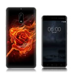 Nokia 6 mjukt silikonskal - Ros i lågor