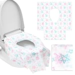 Flintronic 22 Pcs Protege Toilette Jetable, Protege Cuvette WC Jetable, Housse de Siège de Toilette pour Enfants et Adultes, Imperméable, Emballé Individuellement, pour Voyage Camping Hôtel Public