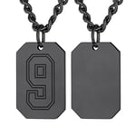 U7 Pendentif Plaque Militaire Homme Acier Noir Collier Chiffre 9