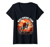 Womens Camping Adventure Nature Wolf Hiking Team Mountains V-Neck T-Shirt