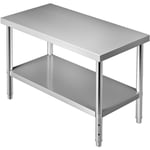 Mophorn - vevor Table de preparation en acier inoxydable, 48 x 24 x 34 pouces, capacite de charge de 550 lb, table de travail en metal robuste avec