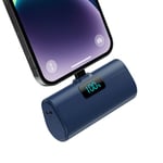 Mini Batterie Externe pour iPhone 5200mAh Power Bank Ultra-Compact et Léger 20W PD Charge Rapide Chargeur Externe avec Écran LCD, Petit Batterie Portable Compatible avec iPohone 14/13/11/X/8/SE - Bleu