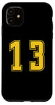 Coque pour iPhone 11 Jaune Numéro 13 Équipe Junior Sports Uniforme Numéroté