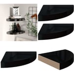 Tagères d'angle flottantes 2pcs noir brillant 25x25x3,8cm mdf - étagère d'angle - étagères d'angle - Home & Living - Noir