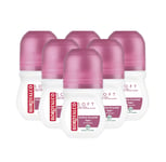 Borotalco Soft Pink Flower Deodorant Roll-On Extra Sec Talc 50ml 3, 6 Pack