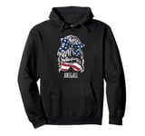 Abigail Messy Hair Bun with USA Ribbon Sunglasses Design Pullover Hoodie