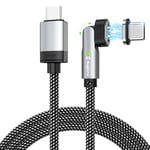 Magtame 100W câble USB C magnétique à angle droit, 3,3 pieds câble de charge magnétique charge rapide, 90 degrés USB C vers USB C câble de transfert de données tressé