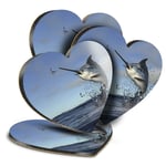 4x Heart MDF Coasters - Marlin Swordfish Sea Creature  #21846