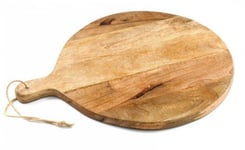 60cm Mango Wood Round Chopping Board Food Safe Elegant Design with Rope Handle