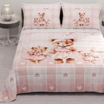 PETTI Artigiani Italiani - Couvre-lit carré et Demi été 220 x 260 cm 100 g/m² Double Face, Couette carrée et Demi Printemps, Couette légère, Teddy Rose, 100% fabriqué en Italie