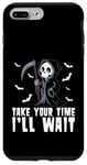 Coque pour iPhone 7 Plus/8 Plus Prends ton temps, j'attendrai Grim Reaper Halloween