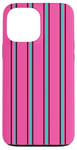 Coque pour iPhone 13 Pro Max Rose Bleu Noir Rayé Girly Esthétique Preppy Stripe