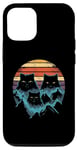 Coque pour iPhone 12/12 Pro Chats et montagnes - Illustration vintage pour amoureux de la randonnée des chats