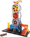 Hot Wheels City Super Twist Tire Shop Playset, Spin the Key to Make Cars Travel