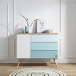 Sauthon Commode porte + 3 tiroirs Seventies BLEU