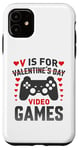 Coque pour iPhone 11 V est pour les jeux vidéo, la Saint-Valentin, Funny Gamer, pour hommes et garçons