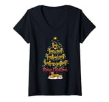 Womens Bengal Cat Xmas Lighting Santa Bengal Cat Christmas Tree V-Neck T-Shirt