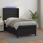 Sommier � lattes de lit matelas LED Noir 90x190 cm Similicuir