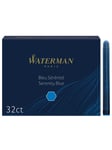 Waterman Fountain Pen Refill Ink Cartridges | Long Standard | Serenity Blue | 32 Count