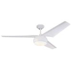 Westinghouse Lighting 72264 Madeline, Ventilateur de plafond à LED contemporain avec lampe et télécommande, 142 cm, finition en blanc, verre opale dépoli