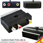 Euroconnector To RCA Audio Video Selectable SCART Adapter PS3 PS2 TV