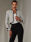 Jolie Moi Contrast Tweed Jacket, White