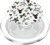 Green Aesthetic Christmas Decor With Happy Dots And Reindeer PopSockets PopGrip for MagSafe