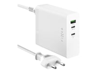 Fixed Gan140 - Strømadapter - 140 Watt - 5 A - Power Delivery 3.1, Qc 3.0 - 3 Utgangskontakter (2 X Usb-C, Usb-Type A) - Hvit