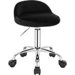 Woltu - Tabouret de Bureau avec Dossier, Chaise d'ordinateur à roulettes, Réglable en Hauteur 43-54, 5cm, Noir BS127sz