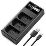 ENEGON LP-E6 Chargeur LCD USB à Triple Fente pour Canon LP-E6, Canon LP-E6N, Canon EOS 5D Mark II/III/IV/5DS/5DSR, Canon EOS 6D/7D/7D Mark II, Canon EOS 60D, Canon EOS 70D Batterie