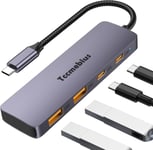 Hub USB C 10Gbps Aluminium, USB 3.2 Gen2 à 2 USB-C 2 USB-A Port Données, Type C Multi-Ports Adaptateur Pour iPhone 15 Plus Pro Max MacBook Pro/Air IPad Pro Surface Pro Galaxy S24 (TCC-T324U).[S1173]