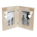 Sass & Belle Ashley Farmhouse Double Wooden Hanging Rectangle Heart Photo Frame