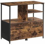 Caisson avec tiroir meuble de rangement bureau pour format A4 dossier suspendu support pour imprimante style industriel 82 cm marron rustique et noir