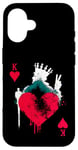 iPhone 16 Peace Love Poker - Vintage King Of Hearts Card Game Lover Case