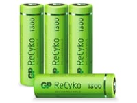 Gp Batteries Recyko, Oppladbart Batteri, Aa, Nikkelmetallhydrid (Nimh), 1,2 V, 4 Stykker, 1300 Mah