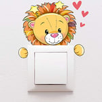 Stickers adhésifs Prise et Interrupteur | Sticker Autocollant Peluche Lion - Décoration murale chambre enfants | 10 x 10 cm