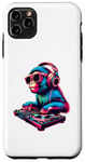 Coque pour iPhone 11 Pro Max Retro Monkey Dj Music Lover Headphones Disc Jockey