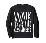 Walk To End Alzheimer's Awareness Retro Vintage Ribbon Long Sleeve T-Shirt