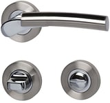 Alpertec 2802220C Solid 7-R Chromé/acier inoxydable satiné WC pour porte de salle de bain avec loquet de verrouillage Poignée de porte Poignée de porte Pour porte de salle de bain