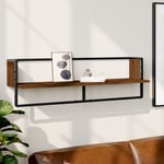 vidaXL Wall Shelf with Bar Brown Oak 100x25x30 cm