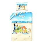 Bluey Famille Plage Set Lit Housse de Couette 140x200 Coton HALANTEX 8598BL