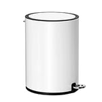 SONGMICS Bathroom Bin with Lid, Toilet Bin, 3L Cosmetic Bin, Small Waste Bin, Soft Close, Removable Plastic Inner Bucket, for Bedroom, Office, Steel, White LTB11WT